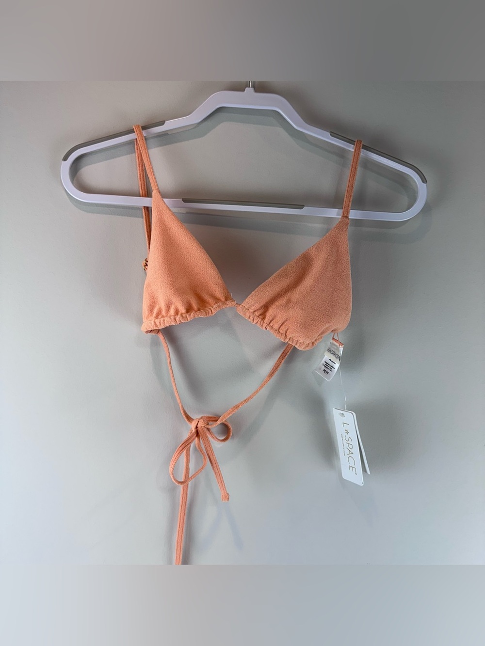 NEW L*Space Orange Terry Cloth Triangle Brittany Bikini Swim Swimming Top Medium